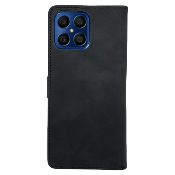 Funda Cartera Suave Para Honor X8 Negro Más 2 Micas