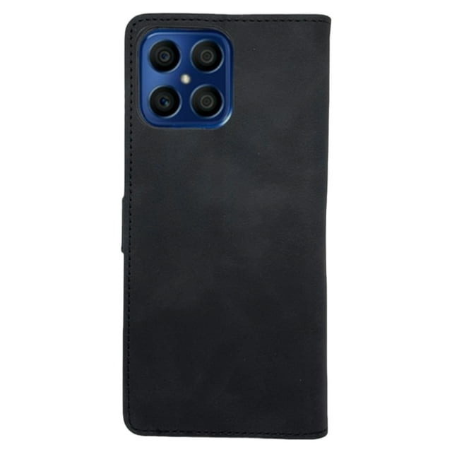 Funda Cartera Suave Para Honor X8 Negro Más 2 Micas