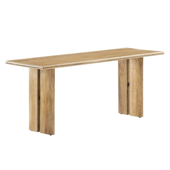 Modway Amistad 18.5" Wood Bench with Adjustable Foot Pads in Oak