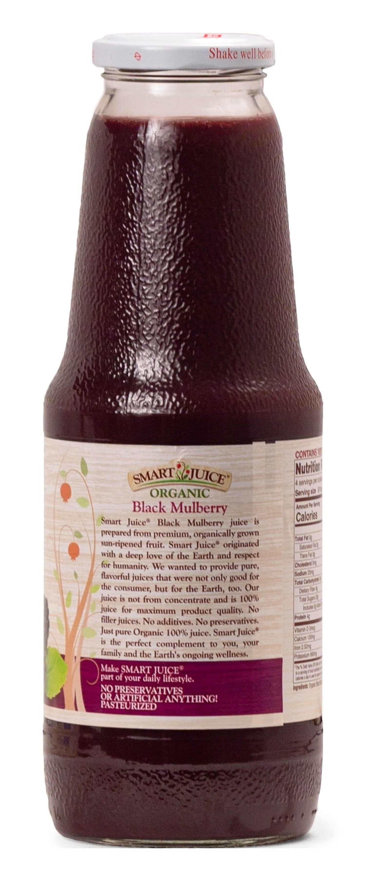 Smart Juice Organic Black Mulberry Juice - 100% Juice Not From Concentrate - 33.8 fl oz (1L) - (case of 6)