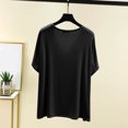 thumbnail image 3 of Fanxing Womens Short Sleeve T Shirts Under $10 Comfy V Neck Tees Shirt Loose Fit Pajamas Tops Pjs Tshirts Black,Free Size, 3 of 4
