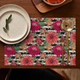 thumbnail image 4 of Pioneer Flower Floral Print Pattern Summer Placemats Table Placemats Set Of 6-Linen Kitchen Washable Placemats Table Mats 12x18 Inch Non-Slip Heat Resistant, 4 of 5