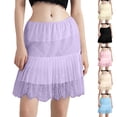 thumbnail image 2 of Half Slips for Women Underskirt Dress Lace Hem Layered Ruffle Extender Knee Length Short Skirt, 2 of 5