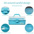 thumbnail image 3 of 2in Three-Layer Multipurpose Storage Box Organizer Folding Tool Box/Art & Crafts Case/Sewing Supplies Organizer/Medicine Box/Family First Aid Box with 2 Trays (Purple Blue), 3 of 6