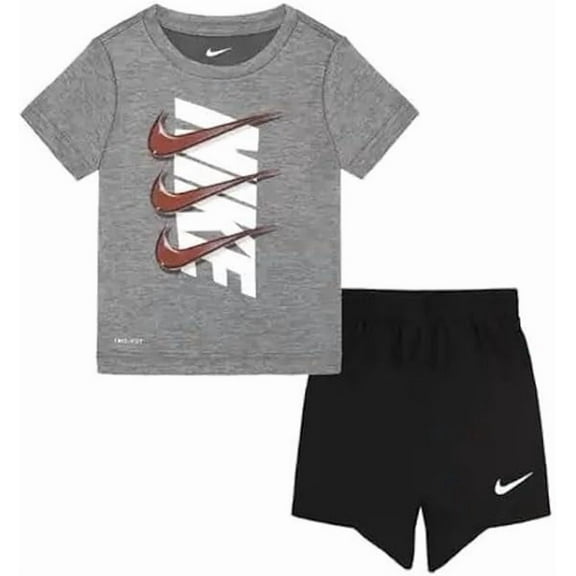 Nike Kids' Dropset T-Shirt & Shorts Set Size 4T Black/Gray/Red