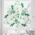 thumbnail image 1 of Green Tapestry, 3 Legged Macro Single Celtic Form with Curved Lines Extending from Centre Print, Fabric Wall Hanging Decor for Bedroom Living Room Dorm, 5 Sizes, Green Pink, by Ambesonne, 1 of 1