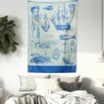 thumbnail image 3 of Nautical Anchor Tapestry, Whale Sail Boat Steering Wheel and Old Lighthouse Fishing Theme Sketchy, Wall Hanging for Bedroom Living Room Dorm Decor, 60W X 80L Inches, Blue Eggshell, by Ambesonne, 3 of 5