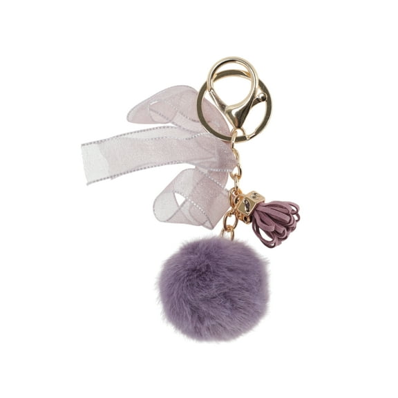 Unique Bargains 1 Pc Fashion Bow Ball Handbag Charm Bag Accessories Purple