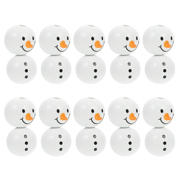 HOMEMAXS 20Pcs White Wooden Snowman Beads Diy Accessories for Craft Enthusiasts Christmas