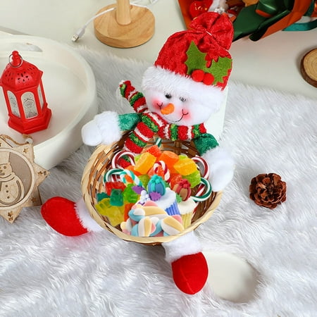

Christmas Candy Basket with Santa & Snowman for Candy Snack Storage Decorating Table a Lovely Holiday Gift! 2Set