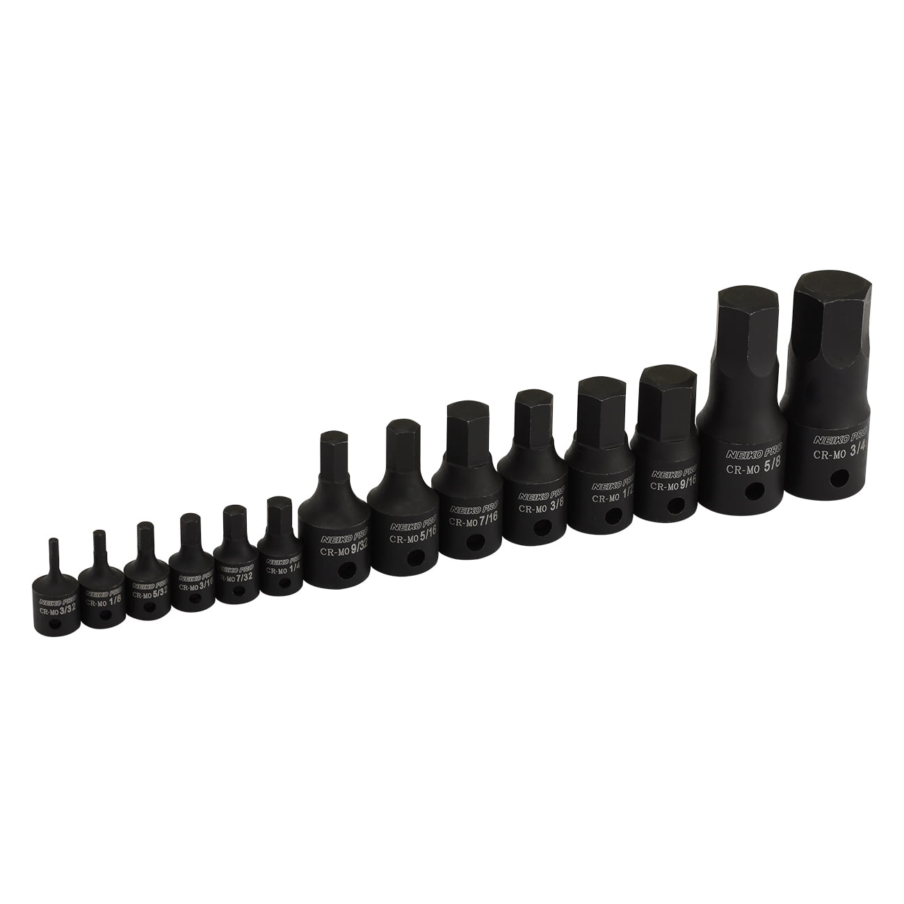 NEIKO 01142B Allen Bit Socket Set | 14 Piece | SAE | 3/32” to 3/4" | 1/4", 3/8” and 1/2" Drive | Cr-Mo Impact Grade