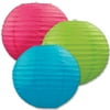 Beistle Cerise, Light Green and Turquoise Paper Lanterns 9.5 Inch (Case of 18)