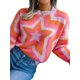 thumbnail image 5 of TRKIYQC, suéter salvaje a la moda para mujer, patrón de estrellas de Color en contraste, cuello redondo, Tops de punto de manga larga, jerséis informales de Otoño Invierno TRKIYQC moda, 5 of 7