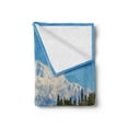 thumbnail image 2 of Alaska Soft Flannel Fleece Throw Blanket, Snow Covered McKinley Mountain in Spring Season with Vibrant Forest, Cozy Plush for Indoor and Outdoor Use, 70" x 90", Forest Green White Blue, by Ambesonne, 2 of 5