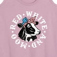 thumbnail image 3 of Instant Message - Red White And Moo Cow Graphic Racerback Tank, 3 of 6