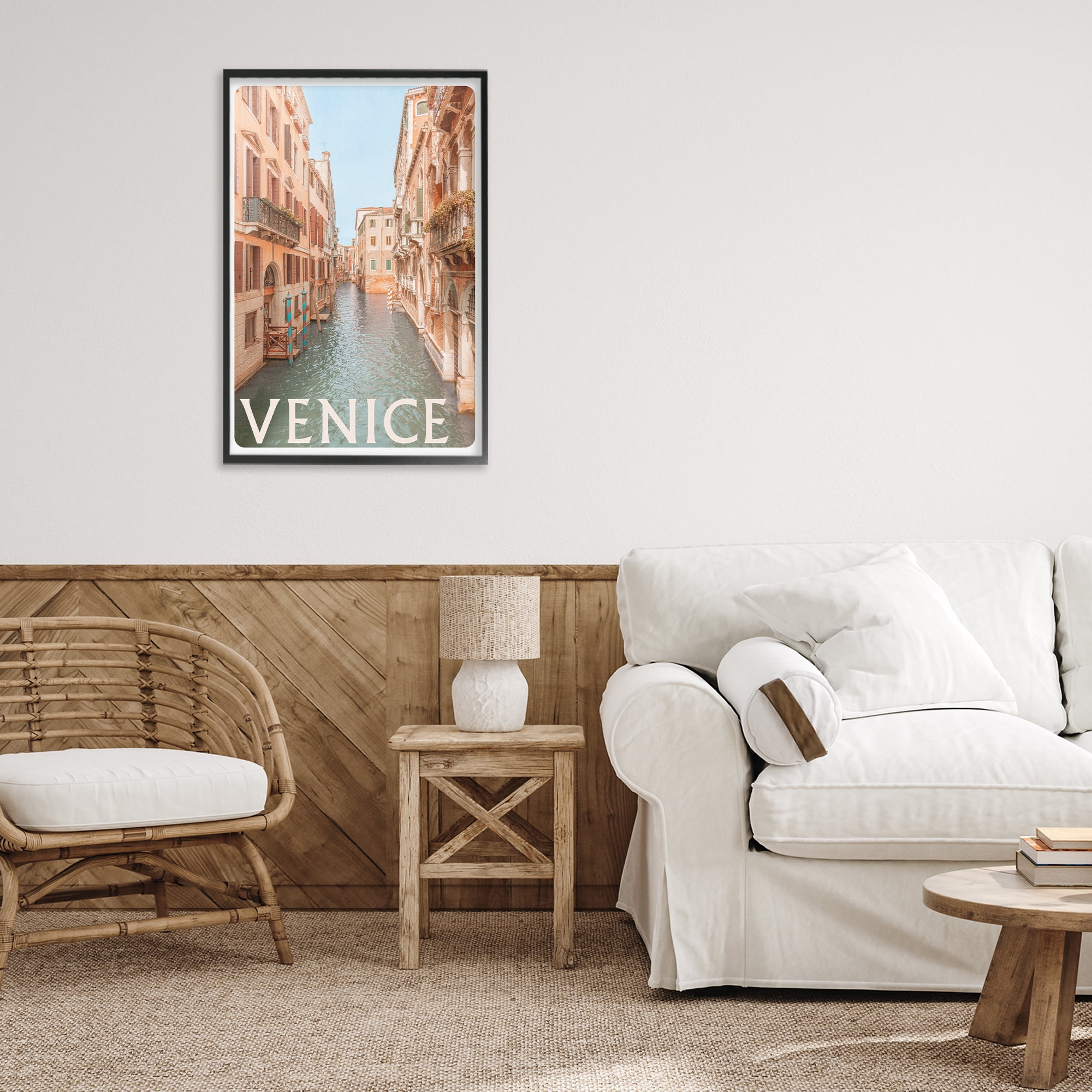 Stupell Industries Venice Canal Waterway Black Framed Giclee Art, design by Erin Marie