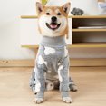 thumbnail image 3 of Flannel Bone Pattern Pet Jumpsuit - Printing One Piece, High Elasticity, Soft, Comfortable, Keep Warm, Flannel, Pet Pajamas for Indoor, 3 of 8