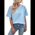 thumbnail image 3 of Camisetas Holgadas de Gran Tamaño para Mujer, Cuello Redondo, Corta, Blusa Informal de Verano Y2K 2025, Camiseta Básica Azul M, 3 of 10