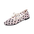 thumbnail image 2 of HTHLVMD Womens Mary Jane Flats, Polka Dot Mesh Shoes, Bow Decor Flats, Women's Polka Dots Mesh Ballet Flats Bowknot Pointed Toe Ballerina Flats Closed Toe Comfortable Casual Work Shoes, Beige 5.5, 2 of 5