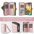 thumbnail image 6 of For Apple iPhone 17 Pro Max Wallet Case Magnetic Flip Cover 9-Card Slots Zipper Pocket With Detachable Shoulder Strap And Wrist Strap,Rose gold,For iPhone 17 Pro Max, 6 of 6