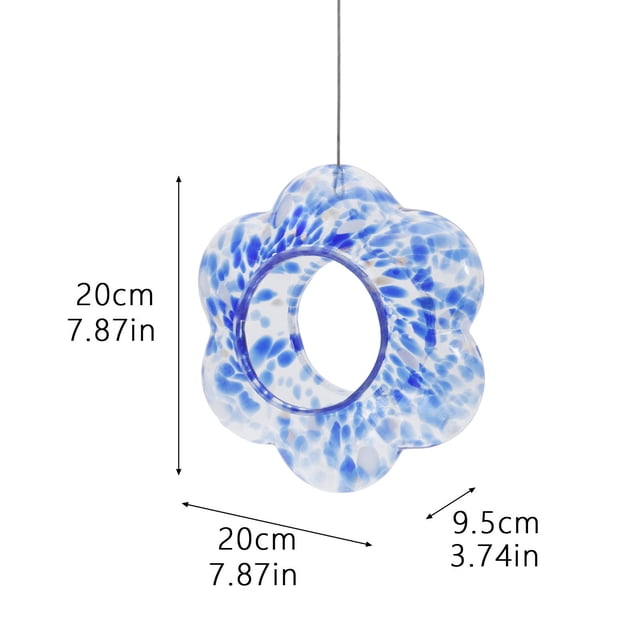 Hanging Hummingbird Feeder, Hand Painted Stained Glass Flower Design With 6 Feeding Ports, 12oz Nectar Capacity, All Weather Outdoor Garden Decor With Chain