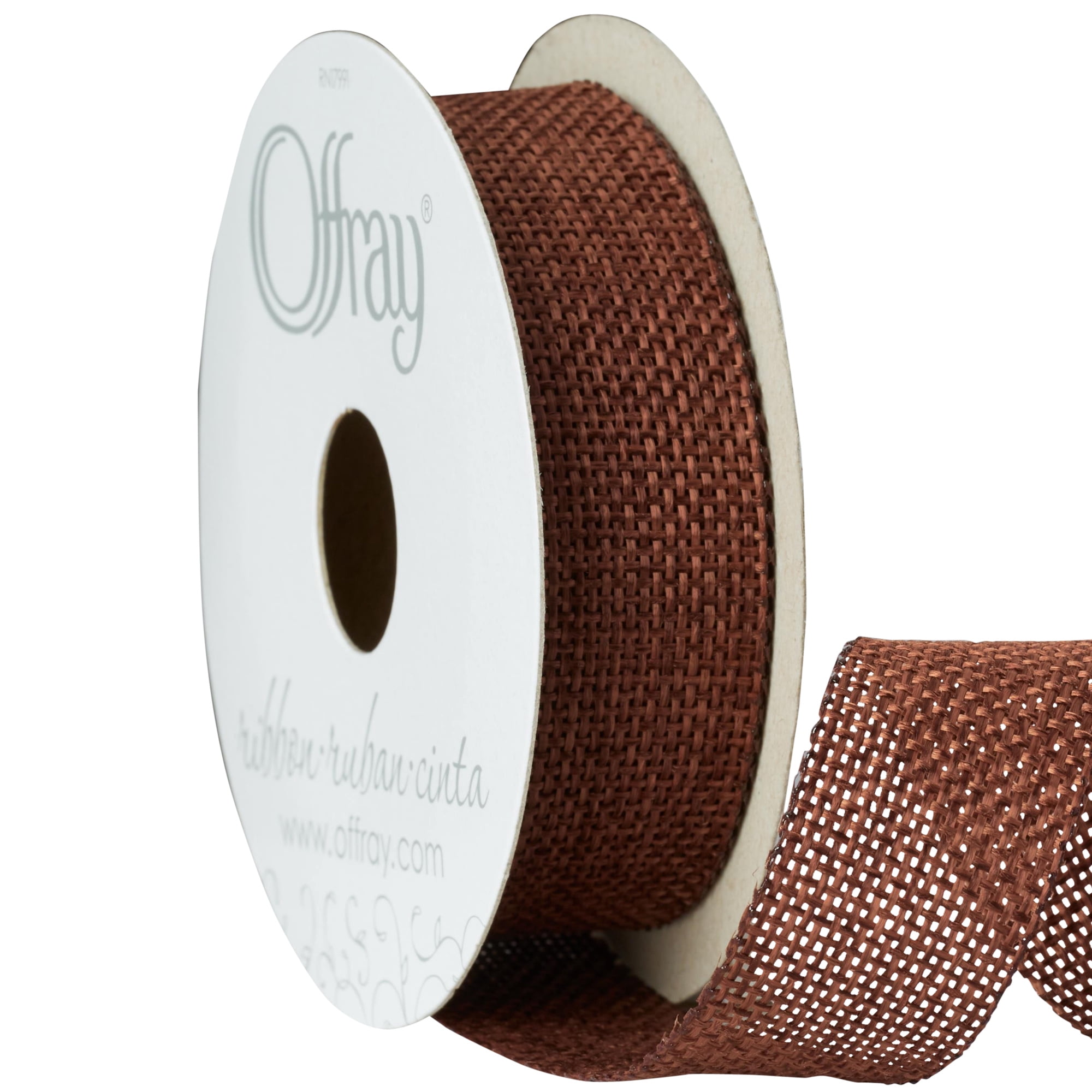 (3 pack) Offray ribbon, mudpie brown 7/8 inch woven burlap woven ribbon, 9 feet, 1 each
