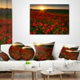 thumbnail image 3 of Designart Sunset over Garden with Red Poppies - Floral Throw Pillow - 18x18, 3 of 4