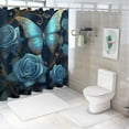 thumbnail image 7 of Fenyluxe Blue Rose Butterflies Fantasy Art Pretty Shower Curtain Bathroom Decor Set with Hooks 36x72, 7 of 7