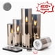 thumbnail image 3 of Eywamage Paquete de 5 velas sin llama de vidrio gris con control remoto, velas votivas de pilar LED altas y delgadas, batería incluida, 3 of 5