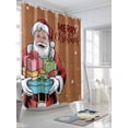 thumbnail image 3 of Red Santa Christmas Shower Curtain Set, Waterproof Shower Curtains for Bathroom, Xmas Gifts Snowflake Winter Washable Fabric Cloth Bath Curtain for Bathtub Decoration with Hooks 72x78 Inches, 3 of 6