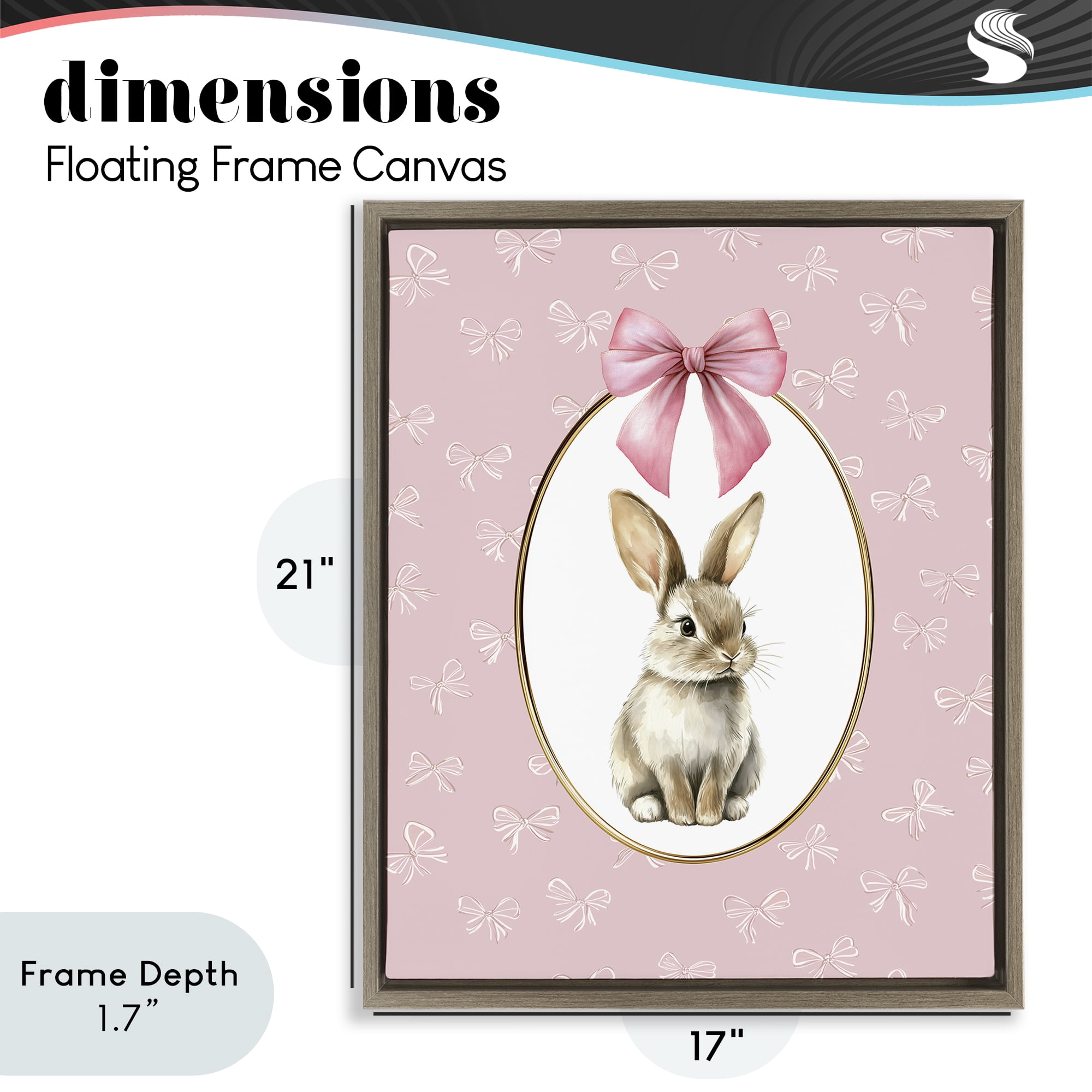 Stupell Industries Ribbon Border Bunny Brown Framed Floater Canvas Wall Art, design by Christine Simpson Art