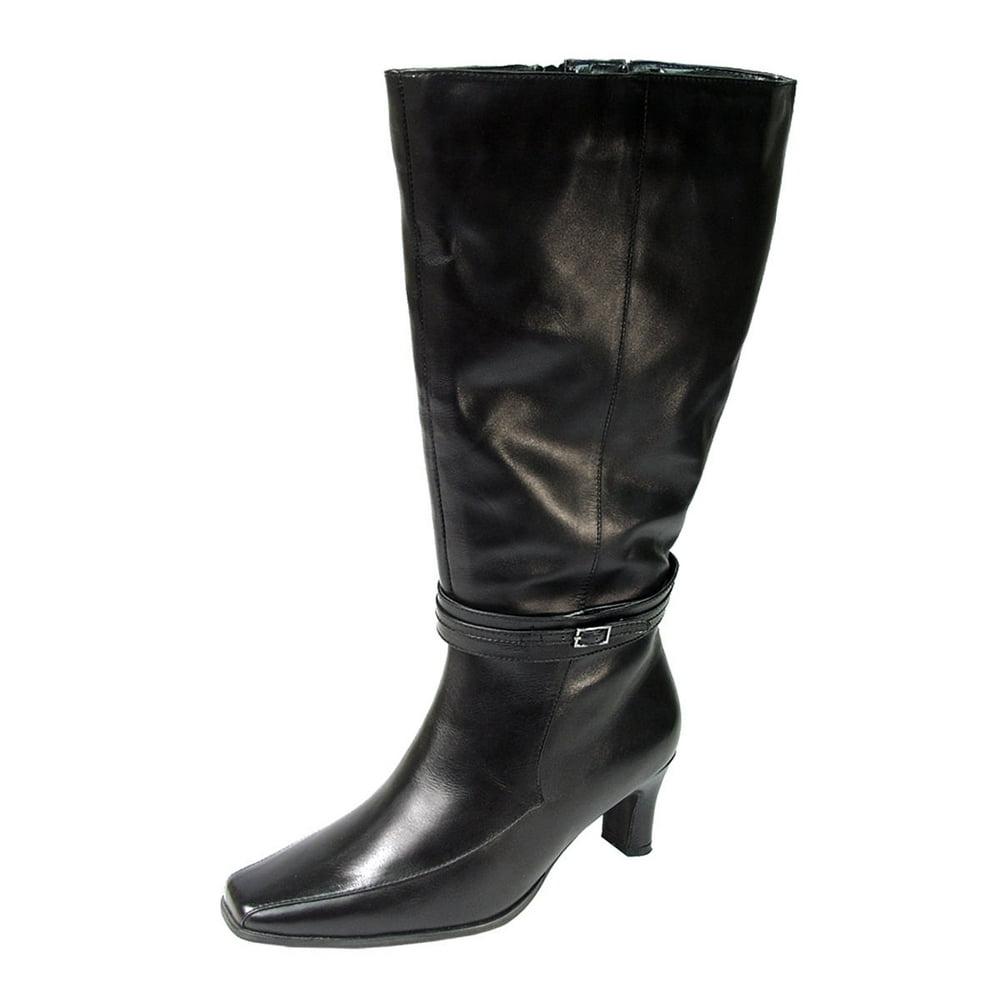 PEERAGE Mira Women Wide Width Leather Knee High Dress Boots BLACK 5