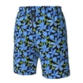 thumbnail image 4 of Cauagu Blue Flowers Print Men's Swim Trunks,Hawaiian Bathing Suit Swimsuits Beach Shorts with Pockets for Men Quick Dry Swimming Board Shorts-Small, 4 of 6