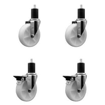 5 Inch Nylon Wheel Swivel 1-3/4 Inch Expanding Stem Caster Set 2 Brakes SCC