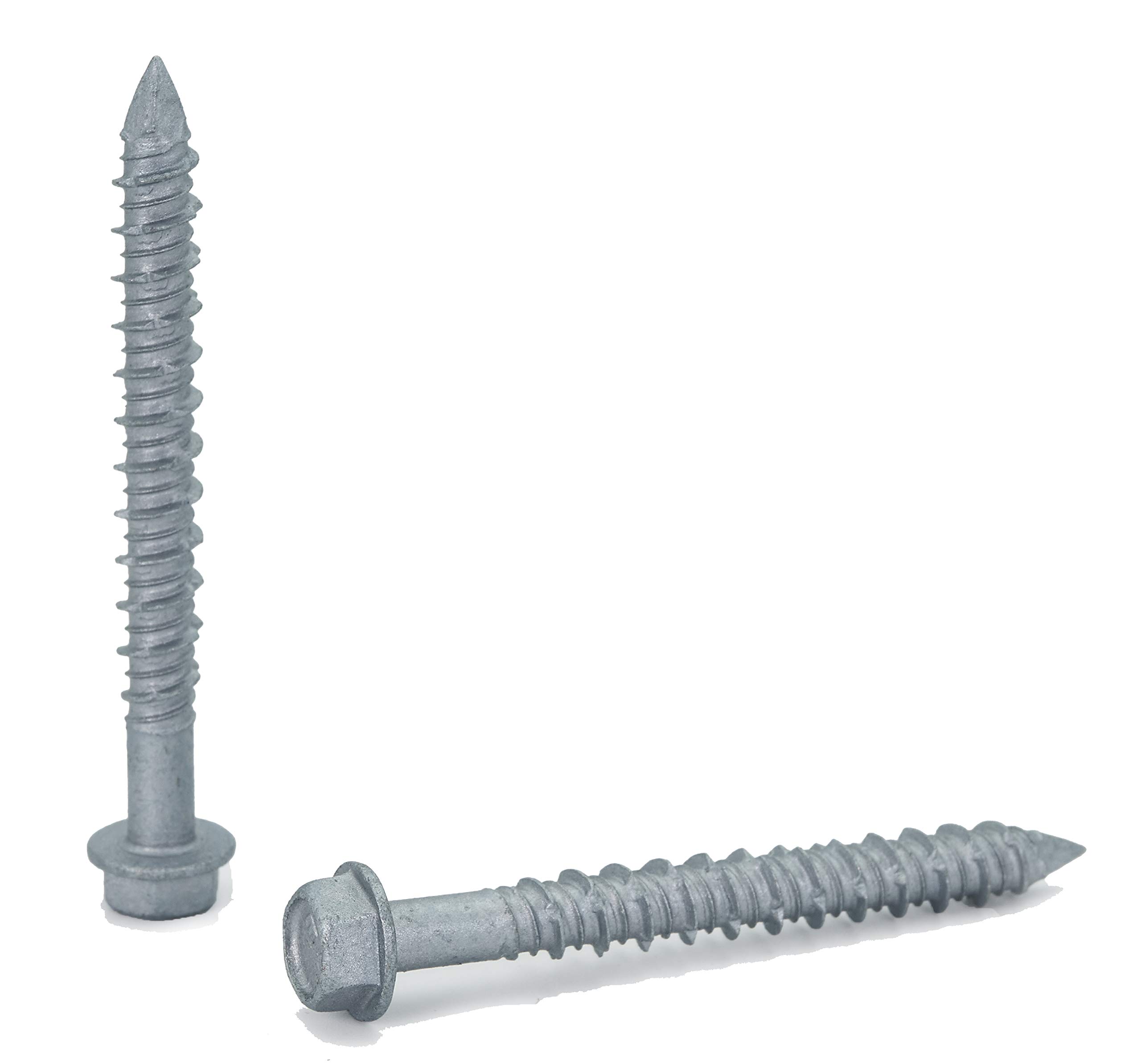 CONFAST 1/4" x 2-1/4" Concrete Screws 410 Stainless Steel Hex with Concrete Drill Bit for Anchoring to Masonry, Block or Brick (50 per Box)