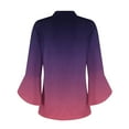 thumbnail image 4 of Shirts for Women 3/4 Sleeves V-Neck Gradient Flare Sleeve Summer Solid T-shirt Pullover Blouse Purple L, 4 of 6