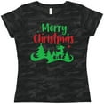 thumbnail image 3 of Inktastic Merry Christmas, Reindeer, Christmas Tree, Stars Women's T-Shirt, 3 of 5