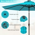 thumbnail image 4 of Gymax Parasol Solaire de Marché 10 Pi à DEL, Acier Inclinable avec Manivelle, Terrasse, Turquoise, 4 of 6