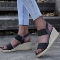 thumbnail image 2 of YanHoo Womens Open Toe Espadrilles Dressy Platform Sandals Slip on Elastic Ankle Strap Wedges Sandals, 2 of 4