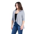 thumbnail image 3 of Women's 24Seven Comfort Apparel Elbow Length Sleeve Open Cardigan Color: Brown Size: MEDIUM, 3 of 4