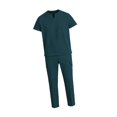 thumbnail image 4 of Conjunto de uniforme quirúrgico de enfermería, moderno, con cuello en V y manga corta, para cosmetología y atención médica. Azul del lago, 4 of 8