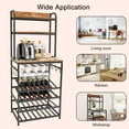 thumbnail image 1 of Wine Bar Cabinet Modern 5.2FT Tall Display Wine Storage ShelvesFree Standing Metal Frame, Brown, 1 of 9