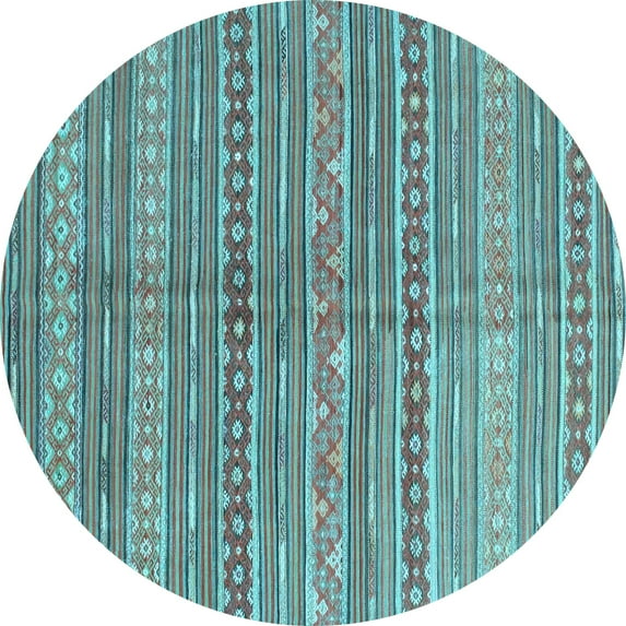 Ahgly Company Indoor Round Abstract Light Blue Contemporary Area Rugs, 5' Round