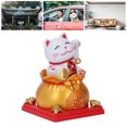 thumbnail image 1 of Solar Lucky Cat Statue Automatic Waving Arm Wealth Welcoming Cash Register Home Decor, 1 of 7