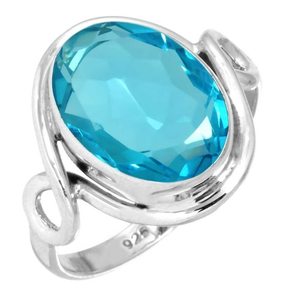 925 Sterling Silver Ring For Women - Men Blue Quartz Gemstone Silver Ring Size 12 December Birthstone Costume Silver Ring Size 12 Anniversary - Gift For Girl Friend Gemstone 925 Silver Jewelry