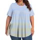 thumbnail image 5 of Tamaño Más Manga Corta Tops para las Mujeres Impreso Manga Corta Sólida Redonda Cuello Plegado Blusa, Poliéster Más Tamaño Superior, Lavado a Mano, 5 of 6