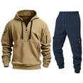 thumbnail image 3 of MLQIDK Mens Workout Gym Big and Tall Jogging Sweat Suits Tracksuits Casual Fleece Hoodie and Cargo Sweatpants Athletic Jogging Suit Lounge Outfit 2 Piece Set Winter Suit Sets Dark Purple XL, 3 of 5