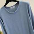 thumbnail image 6 of Soft Cotton T-Shirts for Women Spring Fall Base Tee Shirt Crew Neck Top Solid Color Casual Lightweight Tshirts (L, Blue 01), 6 of 7