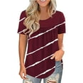 thumbnail image 2 of Pompotops Mode Femmes Dentelle Pachwork Imprimé Manches Courtes O-Cou Blouse Tops Décontractés, 2 of 6