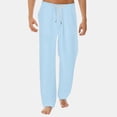 thumbnail image 1 of SHIXIAOO Men's Summer New Styles and Fashionable Pure and Linen Trousers Open Leg Pants Body Central Pants Mens Training Pants with Pockets Rave Bottoms Thrill Sweatpants Bunny Socks Big and Tall, 1 of 5